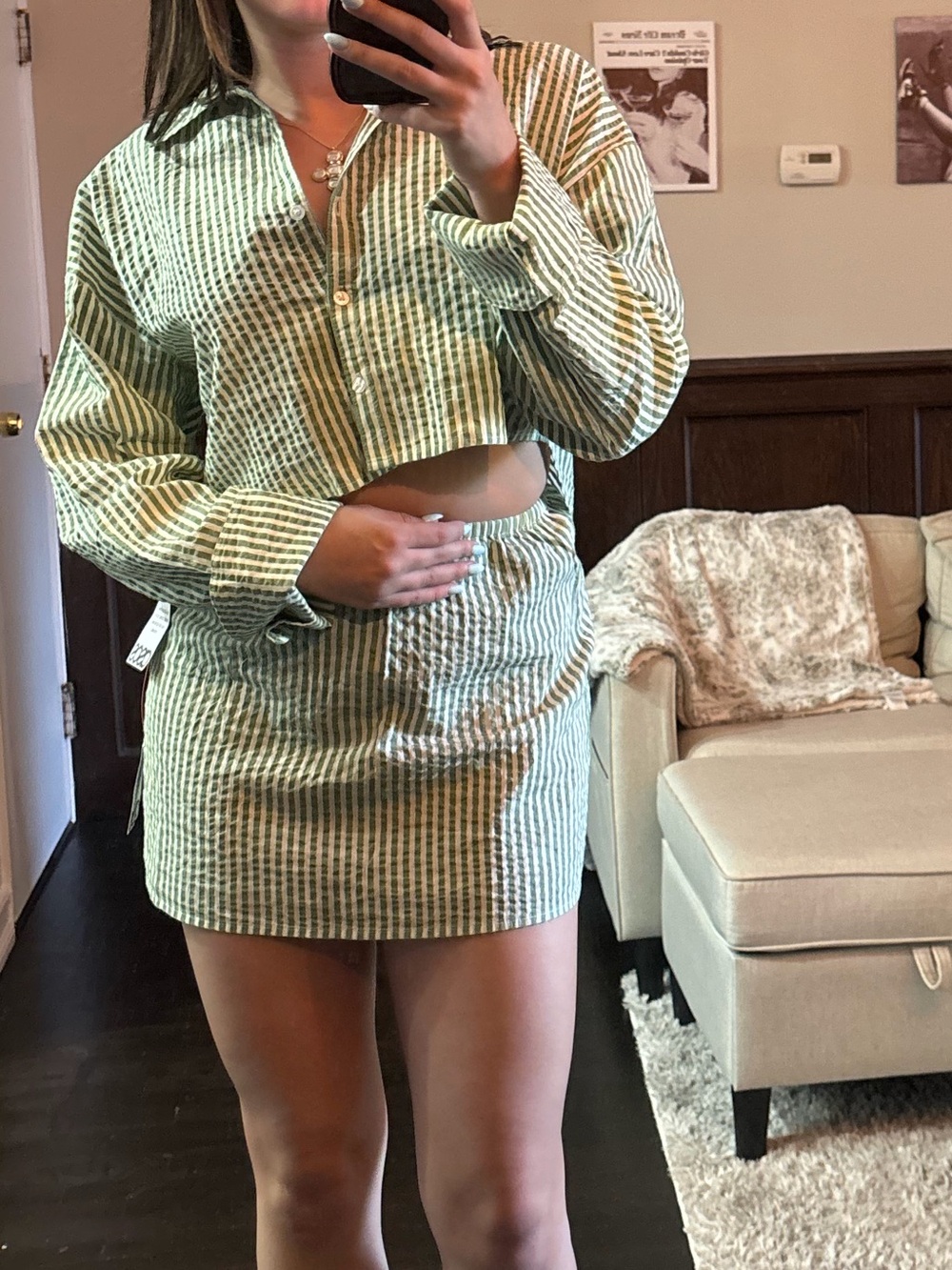ASOS Seersucker Green Mini Skirt Set